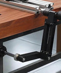 Aluminum CNC Tapping Cantilever Bracket and Support Arm for Vertical or Horizontal Mount with drill attached to workbench