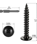 No. 10 By One And A Half Inch Modified Truss Head Wood Screws, Phillips Drive Self Tapping, Fully Threaded, Black Coated with dimensions