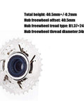 9 Speed Freewheel 11 To 34 Teeth Screw On For Hub Motor E Bike with 34 Teeth Sprocket, 40.5mm Offset And B1.37x24 Thread