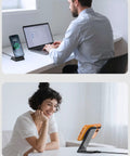 Magnetic Wireless Charging Stand For iPhone 12 Through 17 Series Onyx Black With Ultra Strong N52 Magnets used on desk and couch