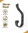 Heavy Duty Wall Mount Coat Hooks Set Of 4, Each Holds Up To 30 Lbs, Wide, Rugged Hanger Hooks For Coats with rust resistant black finish.