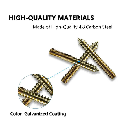 20 Pack Beefy 5/16-18 X 3 Inch Hanger Bolts Bulletproof Gold Double Headed Bolts With Driver Bit threaded rods with galvanized coating.