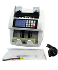 Heavy Duty Money Counter Machine With Bright Led Screen And Advanced Anticounterfeit Sensors Quick Cash Feeder displaying bills and tools.