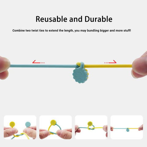 Silicone Magnetic Cable Ties Reusable Phone Cord Organizer Magnetic Twist Ties For Headphone Cables And Charging Cables demo
