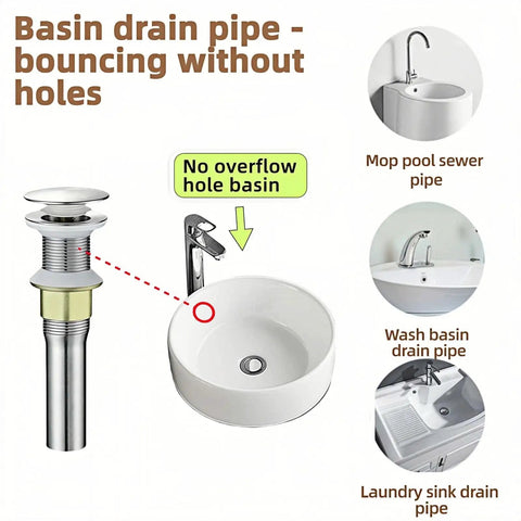No Drama Pop Up Sink Drain For No Overflow Basin Stainless Steel Hair Catcher Grime Trap Brushed Nickel Smooth Finish Quick Pull Cleanup Deck Drain Plumbing Repair