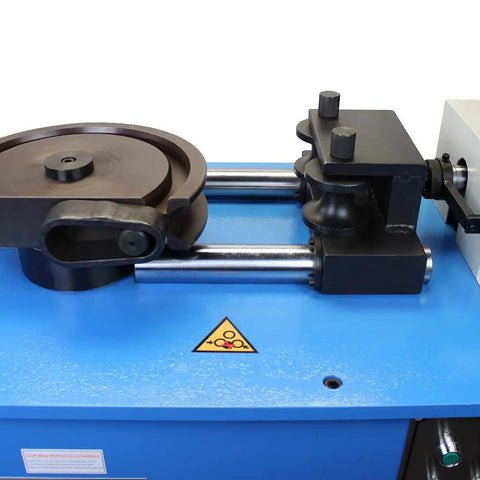 Pro Grade Shop Built Programmable Electric Hydraulic Tube Pipe Bender With PLC Auto Manual Controls And 3Hp Motor top view of bender components