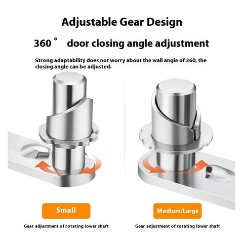 Heavy Duty Barn Door Hardware Kit With Axis Hinge Half Height Sliding Door Track Bidirectional Free Entry Exit Rotating Shaft In Classic Medium Black Finish adjustable gear design for 360° door closing angle.