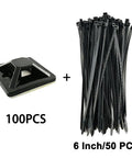 Self Adhesive Cable Tie Mounts With Screw Holes 1x1 Inch Square Black Base Holder And Heavy Duty ABS Mounts DIY Friendly 100 Pack For Wiring Organization Indoor Outdoor Waterproof next to 50 black cable ties