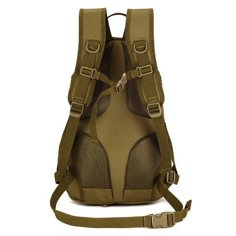 Rear view of Lightweight Hiking Daypack With Tear Resistant Waterproof Nylon, Adjustable Chest Strap, side pockets visible