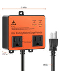 Front view of orange Washing Machine Surge Protector With Time Delay Keeps Your Gear Safe From Power Drama Brownouts Spikes Surges.