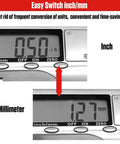 Garage Ready Pro Grade 6 Inch Brake Rotor Caliper Measuring Tool inch and millimeter conversion display