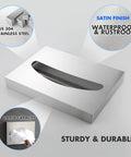 Toilet Seat Cover Dispenser Wall Mounted Brushed SUS 304 Stainless Steel With Two Easy Install Options Screw Mount Or Strong Adhesive Hooks For Easy Durable Bathroom Use with satin finish and large capacity in silver.