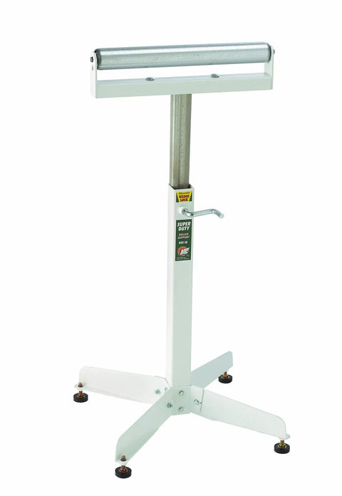 Beast Mode Heavy Duty Adjustable Pedestal Roller Stand From 28 Inches To 45 And A Half Inches Tall With A 16 Inch Ball Bearing Roller That Supports Up To 500 Lbs For Feeding Material Into Saws And Planers