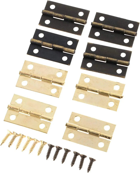 Antique Bronze Decorative Box Hinges 24x16mm - Small Cabinet Door Butt Hinges For Jewelry Boxes, Dressers, 10 Pack with screws