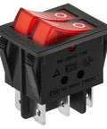 Heavy Duty Double Rocker DPST On Off 6 Pin Power Switch With Red Indicator Light For Industrial Equipment 16A 250V AC Panel Cutout 29x22mm UL VDE Certified Pack Of 2, black rocker switch