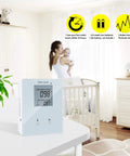 Portable Home Radon Detector With Long And Short Term Monitoring, Battery Powered, No Fuss Setup, Easy Readouts And Real Time Readings on nursery table