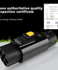 Top Shelf J1772 To GBT EV Adapter, compact 32A connector with certification, designed for easy EV charging compatibility.