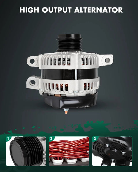 Beefed Up Camaro Alternator Replacement for 2012 to 2015 3.6L V6, 12V 140Amp High Output With Groove Pulley, OE Style Fit