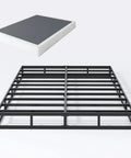Heavy Duty Queen Box Spring 7 Inch Metal Frame Mattress Foundation Bed Base Built Tough For Rock Solid Support And Zero Flex Design 3000 Pound Weight Limit with black steel frame structure