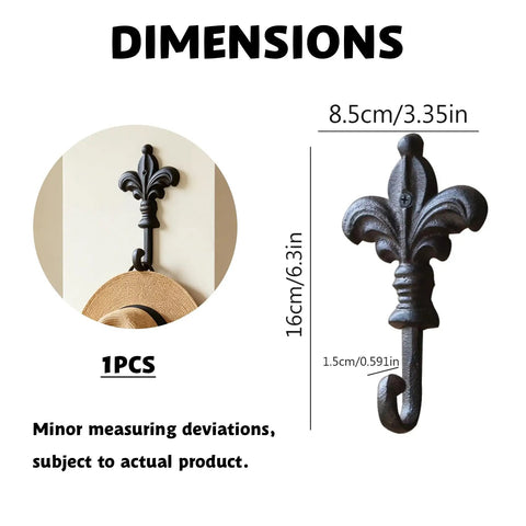 Top Shelf Single Piece Heavy Duty Cast Iron Wall Hook With Screws Vintage Coat Hanger Organizer For Scarves Bags Towels Keys Cap Rustproof Badass Home Decor Accessory dimensions on wall with hat