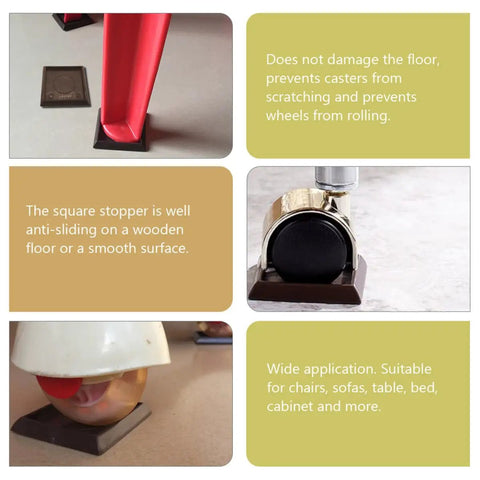 Image showing installation of 10 Pack 2 Inch Plastic Furniture Caster Cups Non Slip Rubber Floor Protectors Anti Skid Pads for various applications.