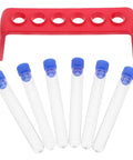 Red Plastic Six Hole Test Tube Rack And Holder For Upright Tubes Burette Stand Secure Lab Organization And Stable Support