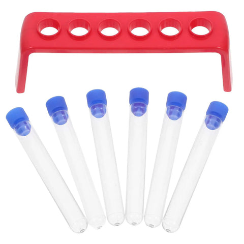 Red Plastic Six Hole Test Tube Rack And Holder For Upright Tubes Burette Stand Secure Lab Organization And Stable Support