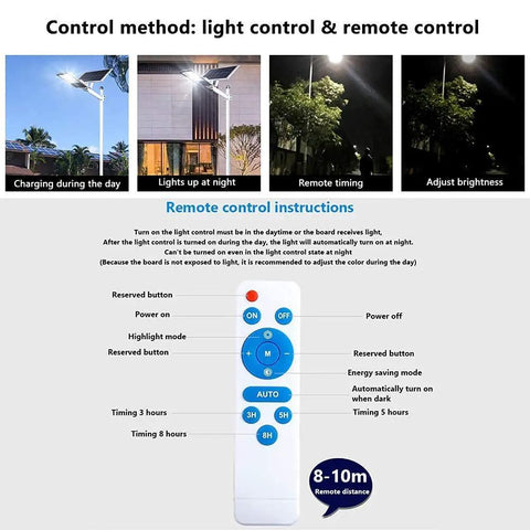 Solar Powered Led Floodlight With Remote And Adjustable Bracket Delivers Kickass Outdoor Security Glow showing control method and remote features.