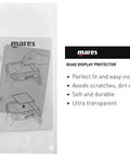 Ultra Transparent Soft Durable Quad Display Protector For Scuba Diving Computer Screen That Shields From Scratches Dirt And Sand With Bubble Free Easy Install packaging with installation instructions.