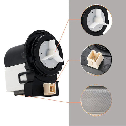 Washer Drain Pump Replacement DC31-00054A Fits Front Load Washers With No Drain Drama Fix For WF448AAP XAA WF210ANW XAA WF220ANW XAA WF448AAW XAA WF328AAW XAA WF330ANW XAA WF218ANW XAA WF350ANW XAA DC31-00016A AP4202690 black plastic pump