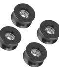 Set Of 4 Nylon Coated U Type Pulley Wheel Bearings 8x39.5x20.1mm Rail Ball Bearings For Smooth Quiet Motion In DIY Gearhead Projects And Equipment With Grease Packed For Easy Install And Low Maintenance, four black pulley bearings