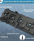 Valve Cover Kit With Gaskets, Bolts, Oil Filler Cap And PCV Valve For 2004 To 2017 Nissan NV2500 NV3500 Armada Titan Pathfinder