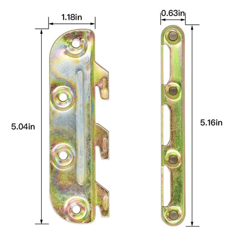 Premium Steel Bed Rail Brackets And Frame Hardware For Wooden Headboards Footboards Quick Install Kit dimensions 1.18in x 5.04in x 5.16in.