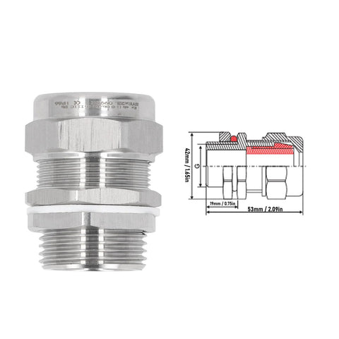 Explosion-proof cable gland connector, 304 stainless steel, IP66, for outdoor electrical junction boxes