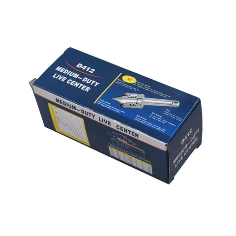 Blue box for MT2 medium-duty live center with Morse taper illustration