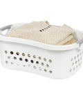 50L Laundry Hamper Set With Built In Comfort Handles 3 Pack White Plastic Baskets With Ventilation Holes For Closet Dorm Laundry Room