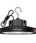 Beast Bright 160W LED High Bay Light With 24000 Lumens 5000K Daylight Aluminum Fixture, black round design, hook and cable visible