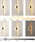 JGSYD Dimmable Led Wall Light with Remote Control Long Strip Modern Simple Aluminum Indoor Wall Sconce, showing brightness and color temperature.