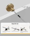 Installation guide for 5 Pack Champagne Bronze Cabinet Knobs Round Zinc Alloy Mushroom Style with cut-to-fit measurement.