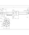 Two Piece Heavy Duty Linear Guide Kit 250 To 1500mm With Four HGH15CA Blocks, SFU1605 Ballscrew Set, BFBK12 Nut Housing technical drawing