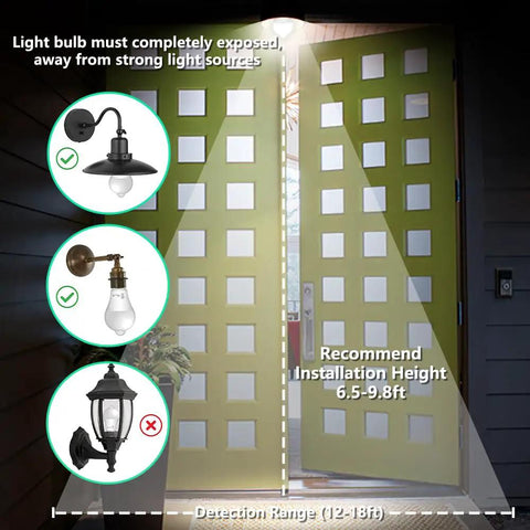 Motion Sensor LED Light Bulbs 2 Pack No Brainer Upgrade, 10W Equivalent 60W, 806 Lumens, Dusk To Dawn Auto On Off, Indoor Outdoor Lighting, 5000K Daylight, E26 Base, A19 Shape, UL Listed