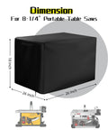 Sweet Boss Level Heavy Duty Table Saw Cover Built For 26 Inch Portable Miter Saws, black fabric, dimensions shown.