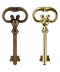 Top Shelf Roll Top Desk Lock Key Pair Hella Sturdy Brass Plated Antique Skeleton Master Key Zinc Alloy Build, showing gold and bronze keys.