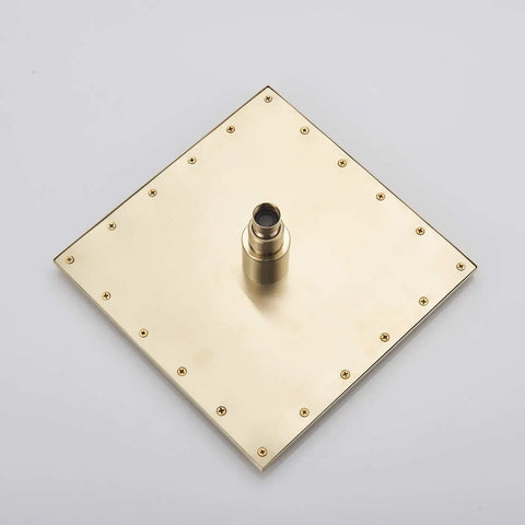 12 Inch Square Rain Shower Head High Pressure Showerhead Brushed Gold For Luxe Bathrooms Stainless Steel With Soft Silicone Nozzles