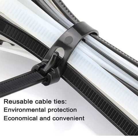 Releasable Reusable 12 Inch Heavy Duty Zip Ties Black Nylon Cable Ties 100 Pack With 50 Lb Tensile Strength used on cables