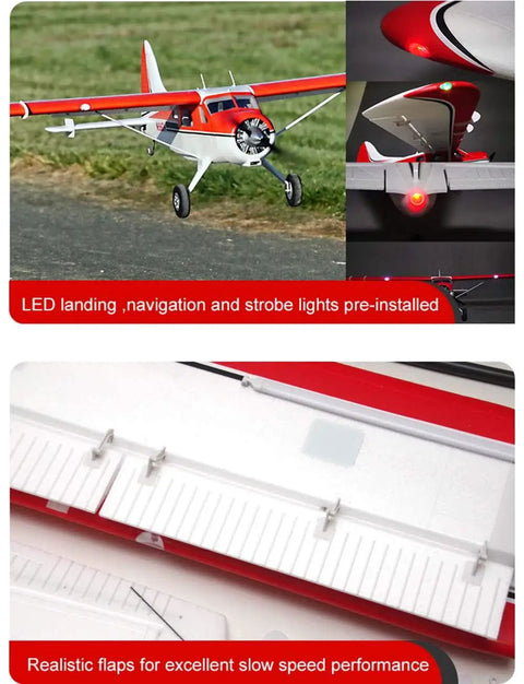 Beaver V2 Seaplane RC Plane With 2000mm Wingspan 78 Inches showing LED lights and realistic flaps details