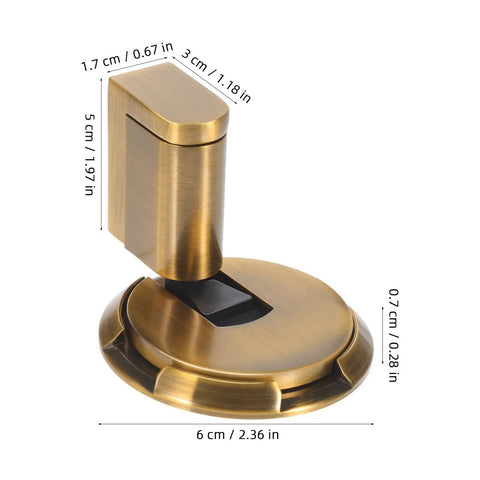 Adjustable Door Stop With No Drill Or Adhesive Mounting, Easy Install Heavy Duty Zinc Alloy Wall Protector, dimensions shown
