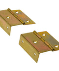 Heavy Duty Unfinished Metal Piano Bench Hinges Set Of Two With Zero Sweat Setup And Hella Tough Build Featuring Five Screw Hole Mounting - Golden corner brackets for sturdy assembly.