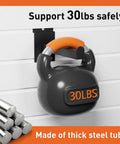 Beefy 12 Inch Square Tubing Slatwall Shelf Bracket Kit holding a 30lb weight, showing strong support on slatwall panel