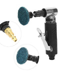 Badass 90 Degree Pneumatic Angle Grinder With Slick Ergonomic Comfort Grip And Tight 20000 RPM Air Die Tool head with abrasive disc for precision work.